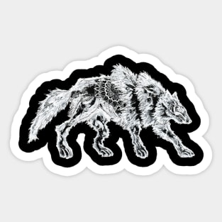 White Rugged Mandala Werewolf Sticker